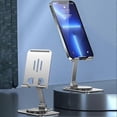 thumbnail image 1 of Foldable Cellphone Support, Travel Mobile Stand for Samsung Galaxy for iphone 14/13/12/Pro Max and More - Silver, 1 of 4