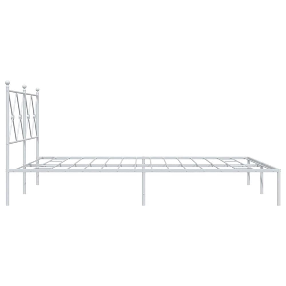 Bowery Hill Powder-Coated Steel King Size Bed Frame in White