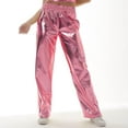 thumbnail image 3 of GZWYHT Cargo Pants Women,Work Pants,Women's Metallic Shiny Trousers Elastic Waistband Loose Casual Long Trousers Jogging Bottoms Plain Wet Look,Pants for Women,Palazzo Pants,Leather Pants,Pink,XXL, 3 of 3