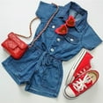 thumbnail image 1 of Été Bébé Enfant Fille Barboteuse en Denim Combinaison Vêtements une-Pièce, 1 of 5