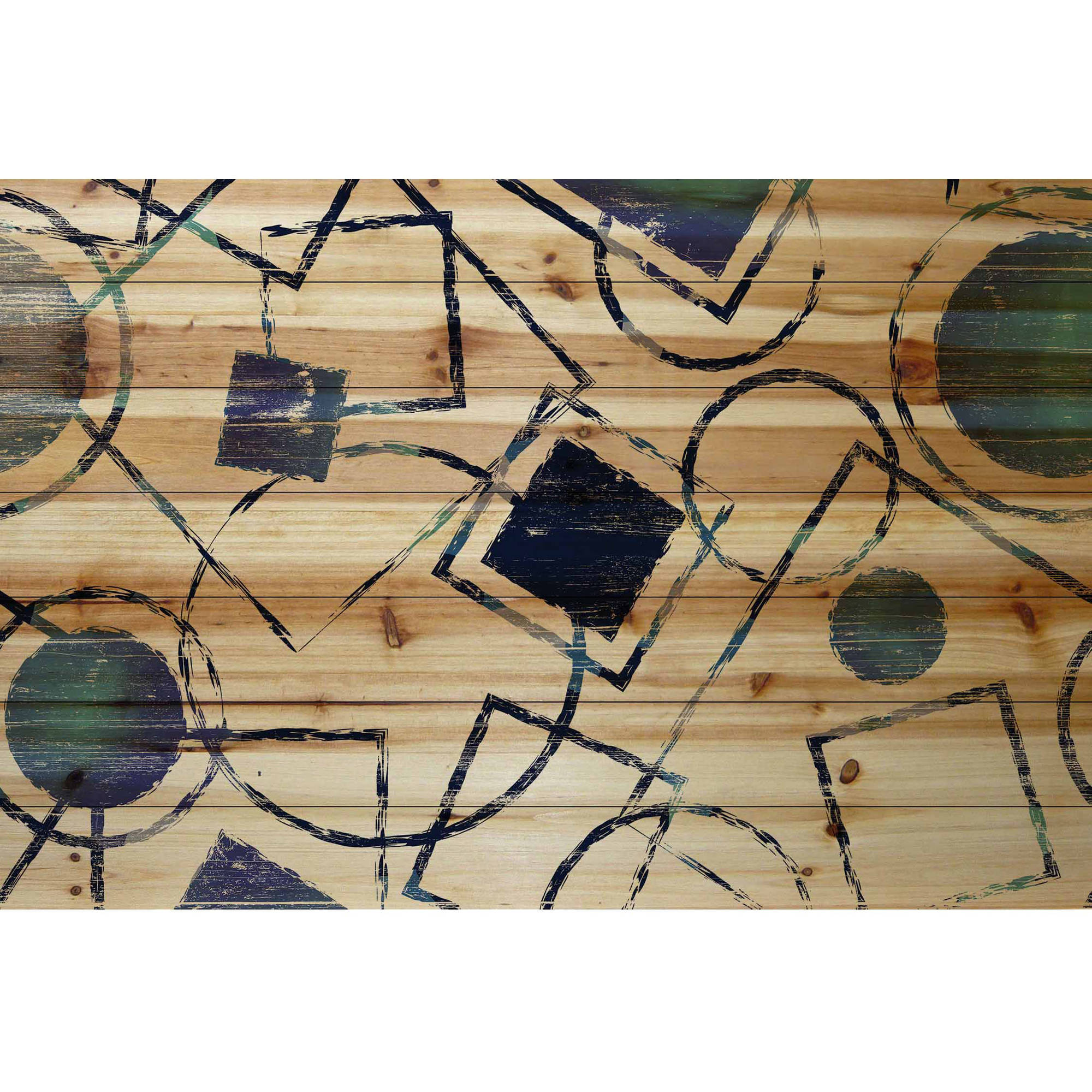 Marmont Hill - "Shape Party" Painting Print on Natural Pine Wood