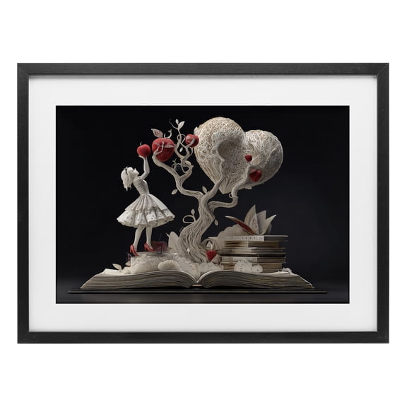 Stupell Industries Eclectic Paper Sculpture Style Fairytale Black Framed Print Under Glass, 20 x 14, by The Wands Want