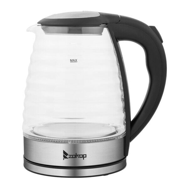 Topwit Electric Kettle Water Heater Boiler, Glass Cordless Tea Kettle 2 Liter with LED Light, Stainless Steel Inner Lid and Bottom, Fast Heating with