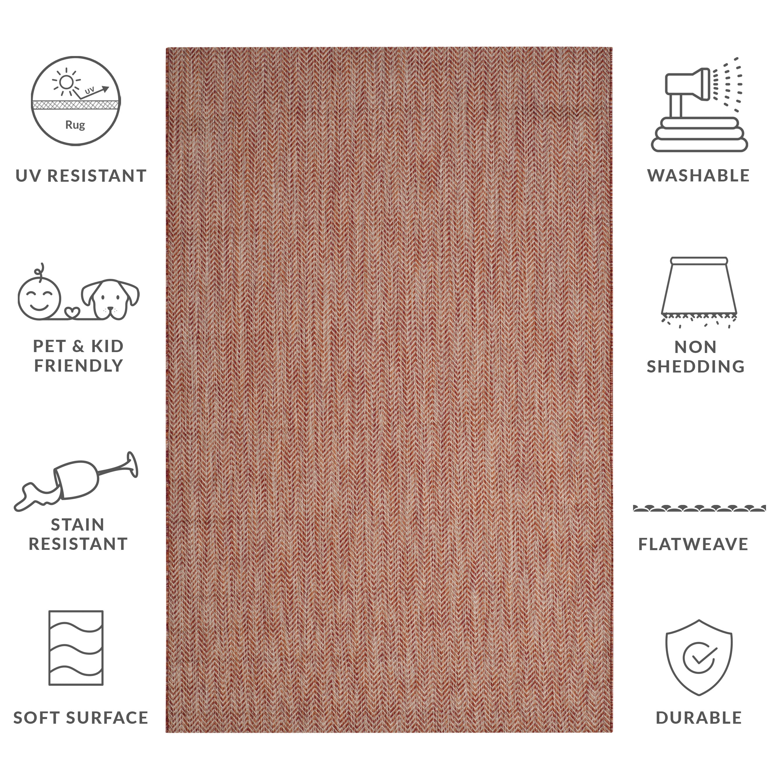 Safavieh Courtyard Blazhe Chevron Indoor/Outdoor Area Rug, Red/Beige, 4' x 5'7"