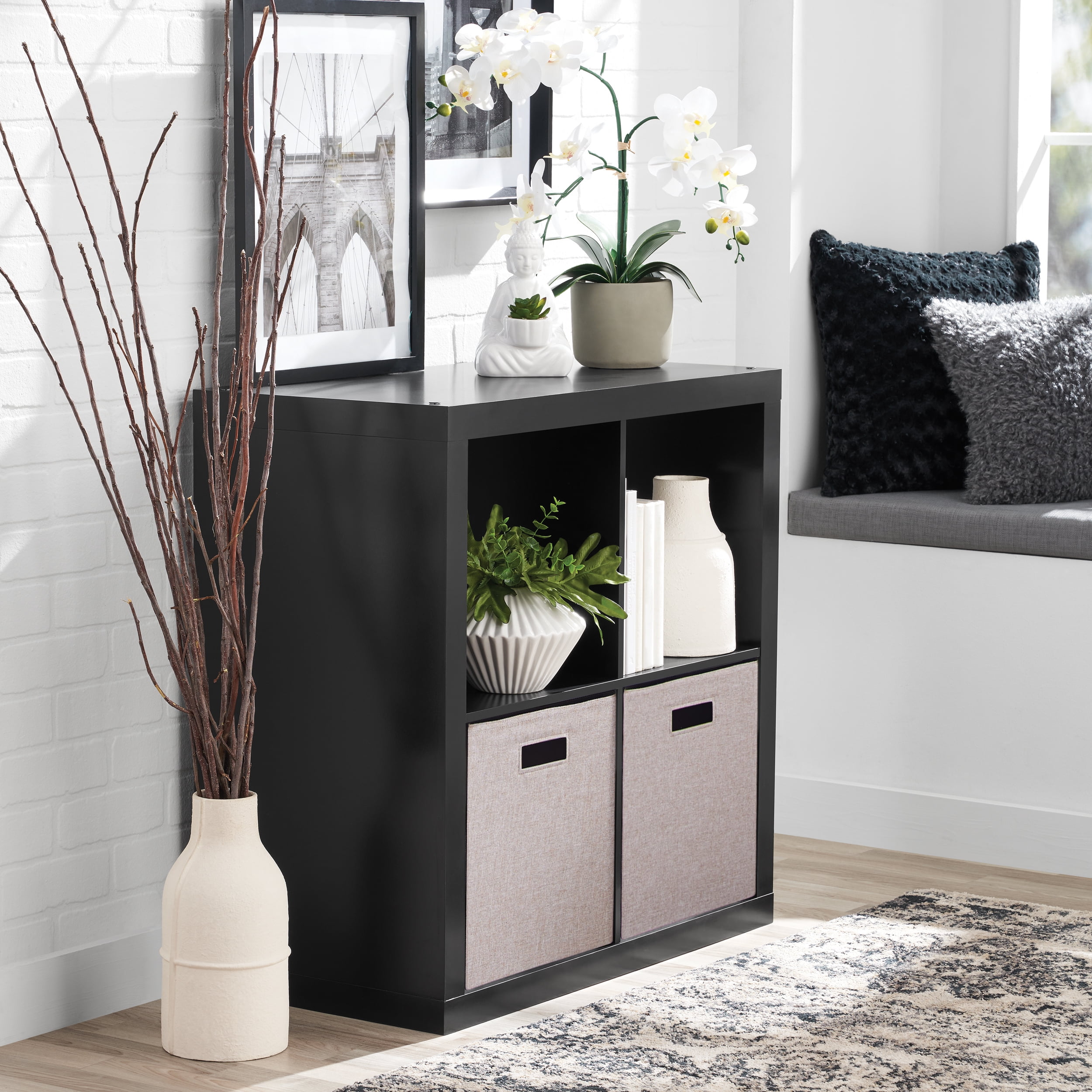 Better Homes & Gardens 4Cube Storage Organizer, Solid Black  (图3)
