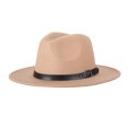 thumbnail image 2 of Qarigey Sombrero de ala ancha de fieltro, gorro Vintage para mujer, gorro cálido de invierno, accesorios de ropa de viaje para fiestas Sombreros caqui, 2 of 8