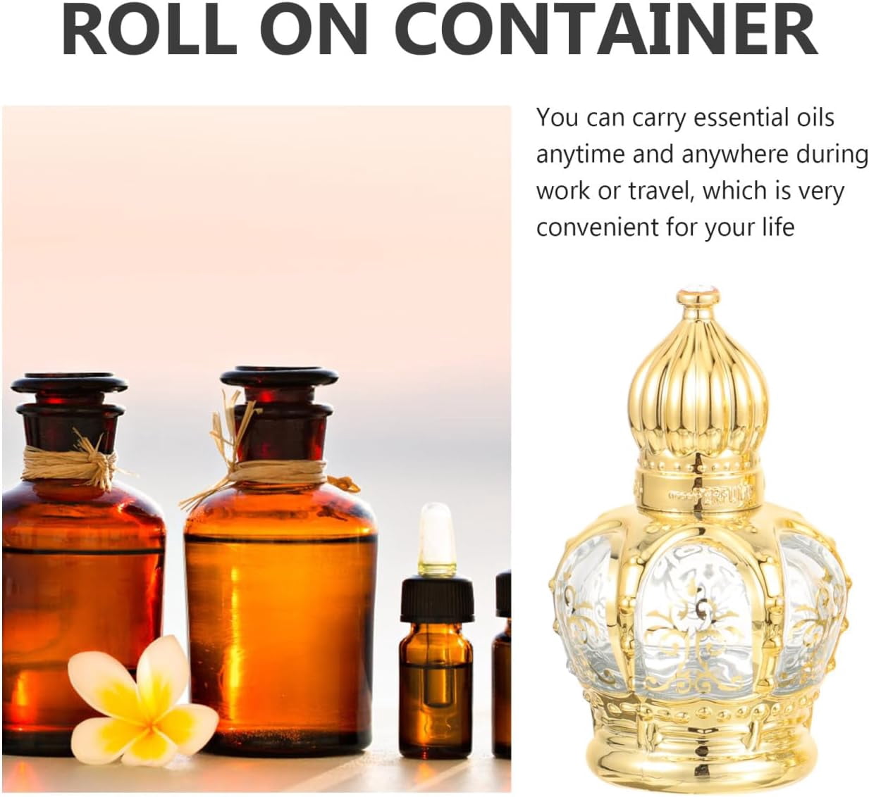 ABCISI Perfume Bottles Empty Vintage, 10 pcs Refillable Sample On Container, Middle Eastern Style Glass Roll on Bottles for Essential oils，10ml
