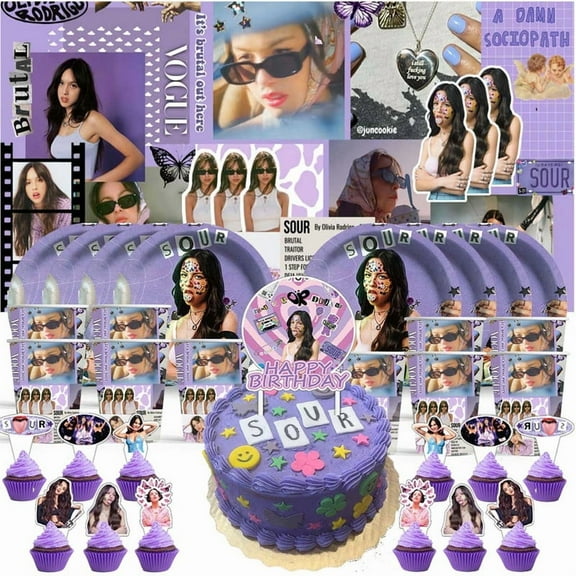 Olivia Rodrigo Birthday Cups Party Supplies Decor Backdrop Plates Fans Decorations Banner