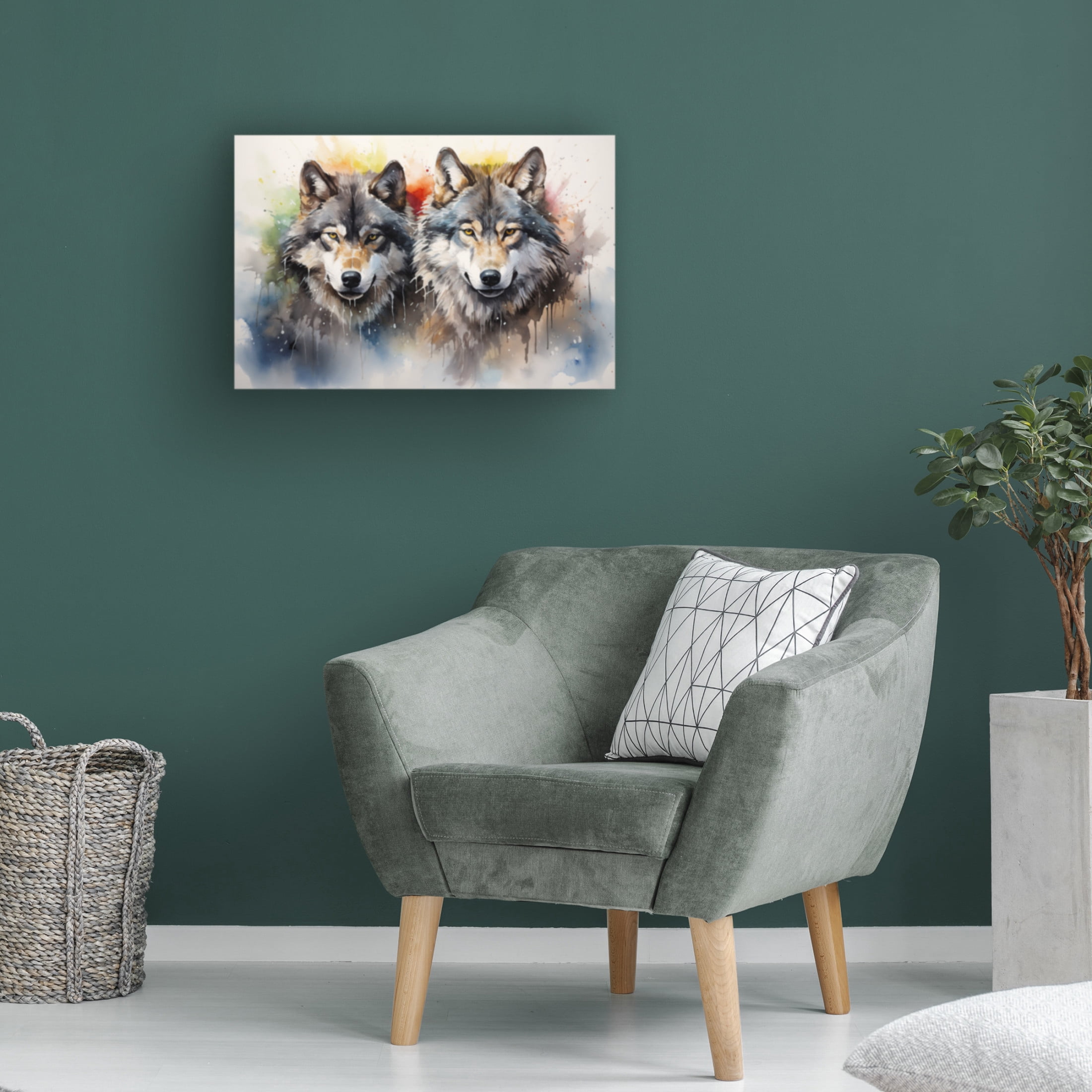 Canvas Wall Art - Momart 'Wild Life Of Predators In Watercolor 8' Wall Art for Living Room, Bedroom, or Office Décor by Trademark Fine Art - 24 x 16 Inches