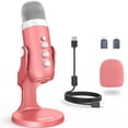 thumbnail image 1 of Micrófono ZealSound K66 Gaming USB rosa para teléfono PC PS5, 1 of 7