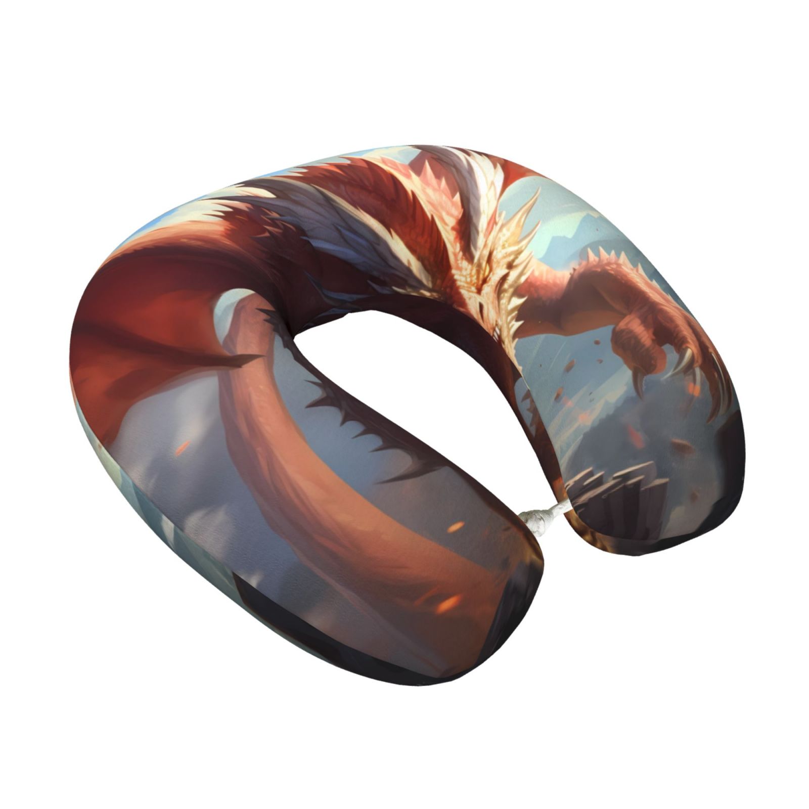 Xecao Ferocious Dragon Fury Print Memory Foam Cervical Neck Pillow Versatile U-Shaped Pillows for Home,Office,Camping,Travelling,Soft Washable Cover
