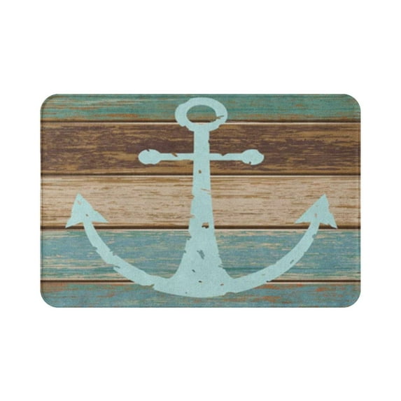 Vintage Retro Nautical Anchor Washable Cover Floor Rug Carpets Floor Mat Bathroom Decorations 16x24 Inches for Kitchen Bedroom Indoor