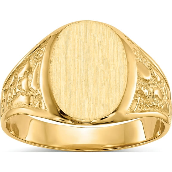 14K Yellow Gold 14.5X11.0mm Closed Back Men's Signet Ring (Size 10) Made In United States rs165