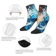 thumbnail image 5 of Rateoe Red And Blue Waves Pattern Quarter Crew Socks,Toe Seamed Ankle Socks,Cotton Cushioned Breathable Athletic Crew Sports Socks, 5 of 7