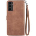 thumbnail image 3 of Zipper Storage Design Wallet Case for Samsung Galaxy A14, Skin Friendly Feel Leather Case with Magnetic Clasp and Muliti-Card Slots Holster for Samsung Galaxy A14 5G/4G,SZY Brown, 3 of 11