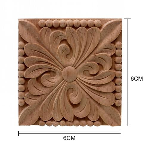 6x6cm Square Shape Wood Carved Unpainted Corner Onlay Decal Applique Flower Pattern For Home Furniture Door Closet Cabinet Decor Walmart Com