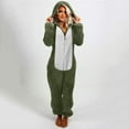 thumbnail image 5 of Besolor Fleece Pajamas for Women Plush Warm Cute Color Block Zip-Up One Piece Hooded Romper Jumpsuit Pjs Sleepwear, 5 of 7