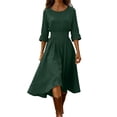 thumbnail image 2 of Omexry Elegant Dresses for Women Women's Summer Solid Color Round Neck Long Dress, 2 of 7