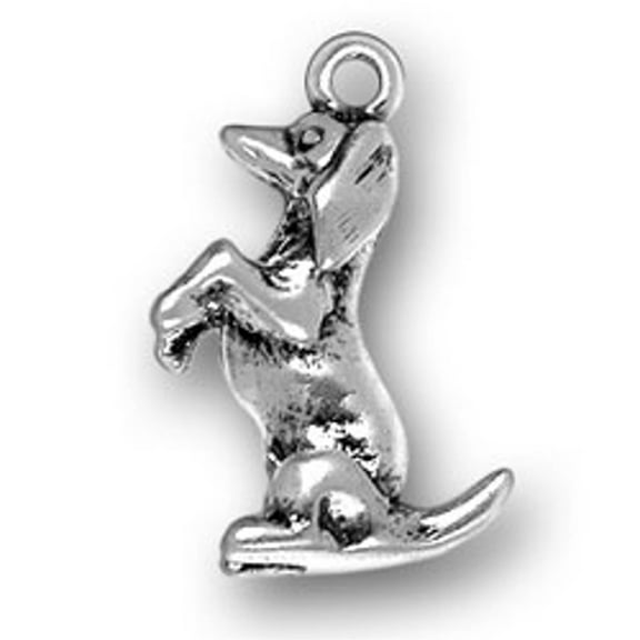 Sterling Silver 16" .8mm Box Chain 3D Sitting Up Dachshund Puppy Dog Pendant Necklace