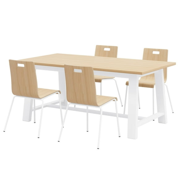 KFI Studios Midtown Cafe Table and 4 Chairs Set in Natural/White