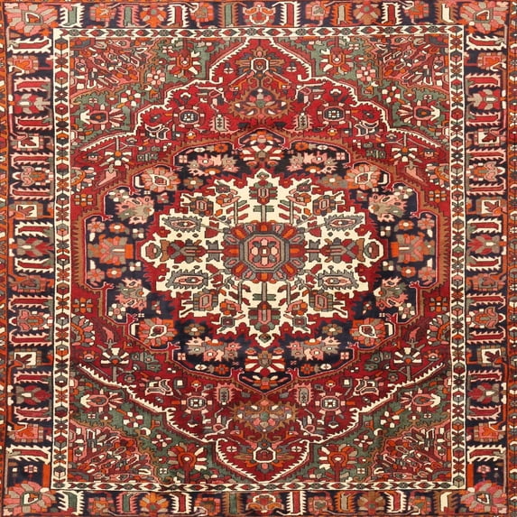 Ahgly Company Indoor Square Traditional Red Persian Area Rugs, 8' Square