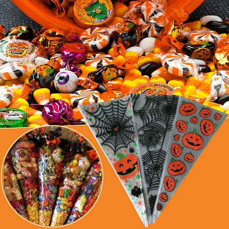 

Clearance Halloween Decorations! Hmlai Transparent Food Baking Packaging Bag Halloween Candy Bag 100Pcs (Qty: 100 X Bags (1 Pack)) Storage Bins Closet Organizers and Storage Clearance Sale