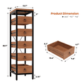 thumbnail image 4 of Space-Saving 5-Tier Narrow Storage Rack - Sturdy Wood Pull-Out Drawers - Durable Metal Frame - Multi-Purpose Kitchen Organizer Shelf for Home - Red Walnut Color, 4 of 6