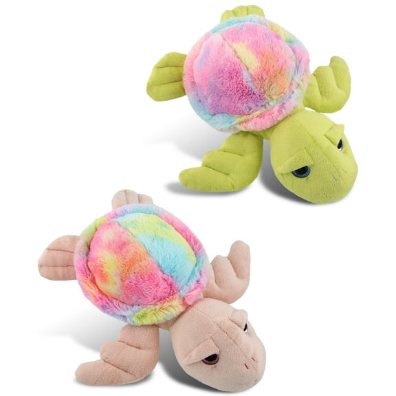DolliBu Plush Sea Turtle Stuffed Toys - Soft Huggable Rainbow Plush Kit, Adorable Sea Animal Plush toys, Cute Wildlife Cuddle Gifts, Super Soft Plush Doll Wildlife Toys for Kids and Adults - 2 Pack