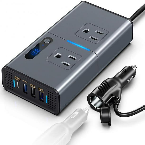 NEW 200W Car Inverter 12V DC To 110V AC Power Converter LED Display 4 USB Port Pure