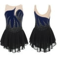 thumbnail image 5 of Doomiva Kids Girls Rhinestone Figure Ice Skating Dress Ballet Lyrical Dance Dress Gymnastics Leotard Tutu Skirt Navy Blue 10, 5 of 6