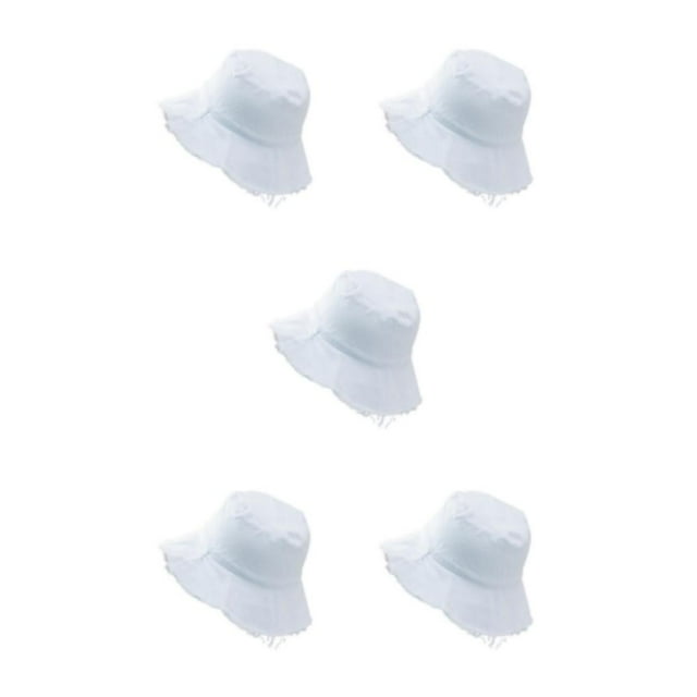 Decodeary Easy To Wear Hat Stylish Sun Protection For Any Occasion Stylish Protection Bucket Hat Caps Casual Comfort white 5Set