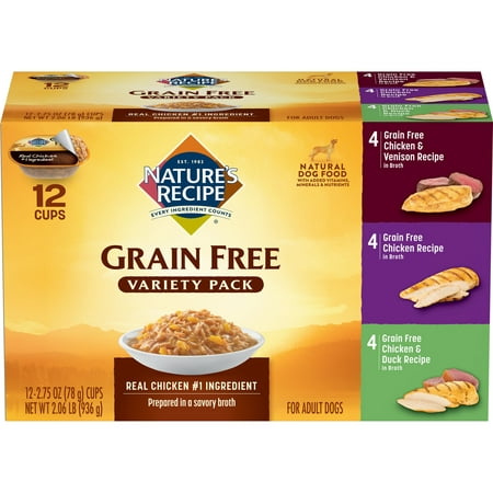 Nature's Recipe Original Variety Pack, Grain Free, Wet Dog Food, 2.75-Ounce, 12
