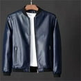 thumbnail image 2 of Kureaily Men's Stand Collar Leather Jacket Lightweight Faux Leather Outwear, 2 of 4