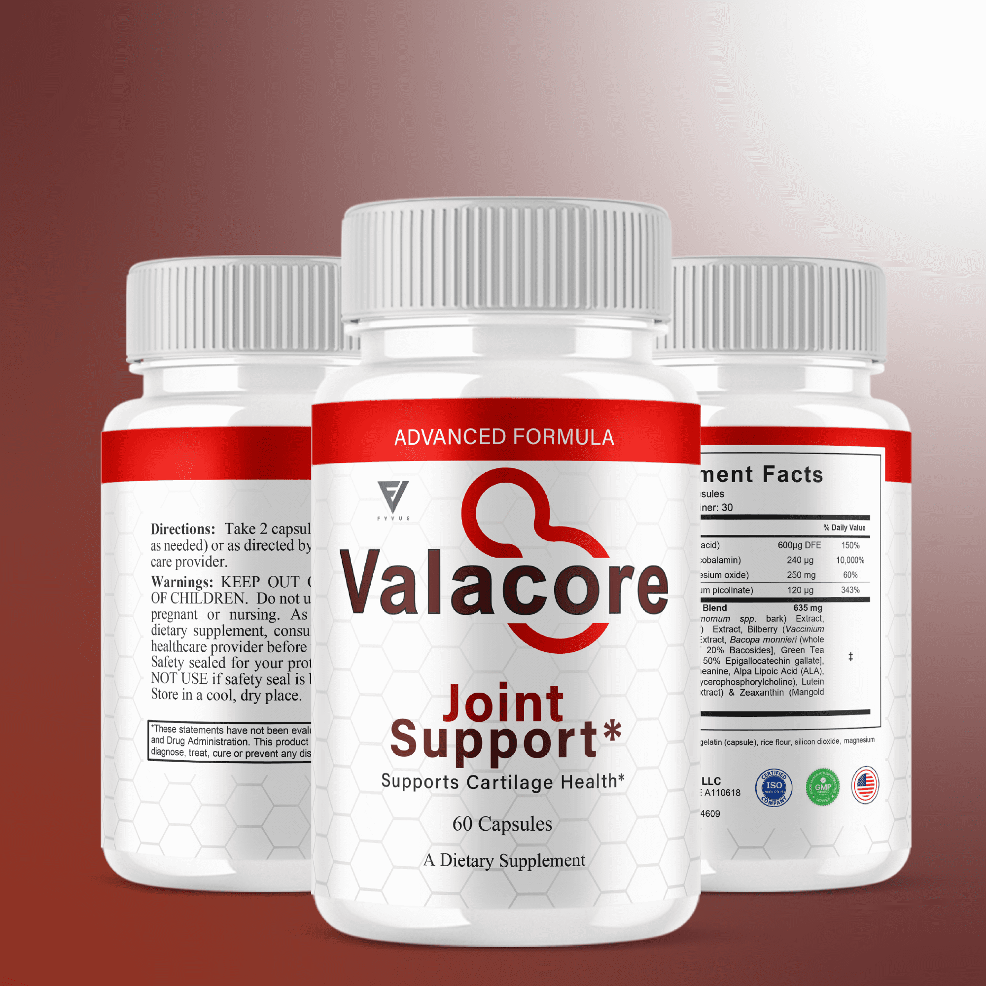 (2 Pack) Valacore Maximum Strength Joint Support Supplement, Vala Core Advanced Mobility and Overall Health Formula (120 Capsules)