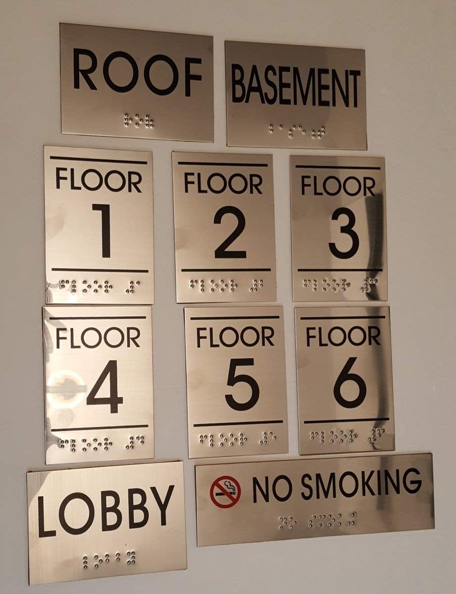 FLOOR NUMBER SIGN SET BRAILLESTAINLESS STEEL ( Heavy