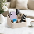 thumbnail image 2 of Topsome Remote Control Holder with 4 Compartments, PU Leather Nightstand Organizer Desk Caddy, Decorative Bedside Table Storage Organizer for TV Remote, Media Player, Home Office Supplies (Beige), 2 of 7