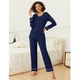 thumbnail image 2 of Ekouaer Womens Pajama Sets 2 piece Lounge Sets for Women V-neck Long Sleeve Top and Elastic Waist Pants with Pockets, 2 of 5