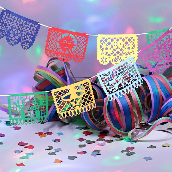 OULII 1Set Multi Color Mexican Fiesta Party Banner Felt Fabric for Day of The Dead Celebration