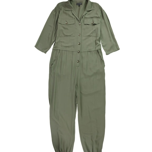 P.J. Salvage Womens Solid Jumpsuit, Green, Medium