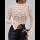 thumbnail image 5 of Blusa Elegante de Encaje Calado con Mangas Acampanadas para Mujer, para Fiesta, Moda 2025 Crema M, 5 of 7