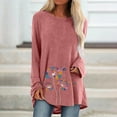 thumbnail image 2 of TSADFHJI Top S Hauts pour Femmes T-Shirts Décontractés Col Rond Raglan Pissenlit Manches Longues Blouse, 2 of 4