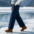 thumbnail image 5 of Women's Warm Insulated Quilted Winter Pants Fleece Lined Water Resistant Snow Pants Elastic High Waist with Pockets Outdoor Hiking Ski Bottoms Navy, 5 of 8
