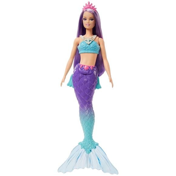 Barbie Dreamtopia Mermaid muñeca (cabello morado) con cola de sirena de marina azul y púrpura y tia Barbie Barbie