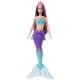 thumbnail image 1 of Barbie Dreamtopia Mermaid muñeca (cabello morado) con cola de sirena de marina azul y púrpura y tia Barbie Barbie, 1 of 6