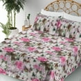 thumbnail image 3 of Ambesonne Grunge Floral Fitted & Flat Sheet with Sham 3 Pcs Set, Abstract Pastel Bloom, Twin XL, Hot Pink Pale Pink Teal, 3 of 5