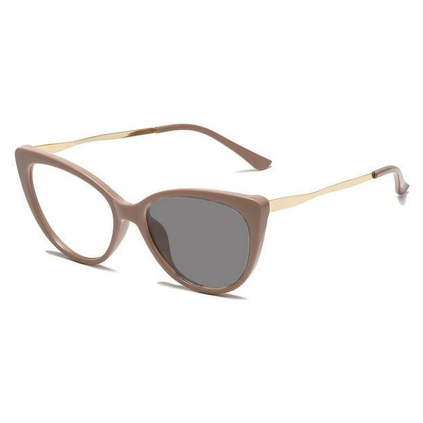 Gafas de sol retro con forma de ojo de gato, montura de metal, nuevas, con espejo plano, fotocromáticas, antiluz azul, para fotografía callejera, para mujer, con ojos de moda