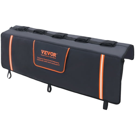 VEVOR Tailgate Bike Pad,53" Truck Tailgate Pad Carry 5 Mountain Bikes, Upgraded Grooves Tailgate Protection Pad with Reflective Strips and Tool Pockets, with Camera Opening for Mid-Size Pickup Trucks