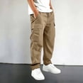 thumbnail image 2 of YaEYa Boys Cargo Pants Baggy Pull on School Uniform Pants Casual Drawstring Elastic Waisted Open Bottom Straight Leg Trousers with Pockets, 2 of 4