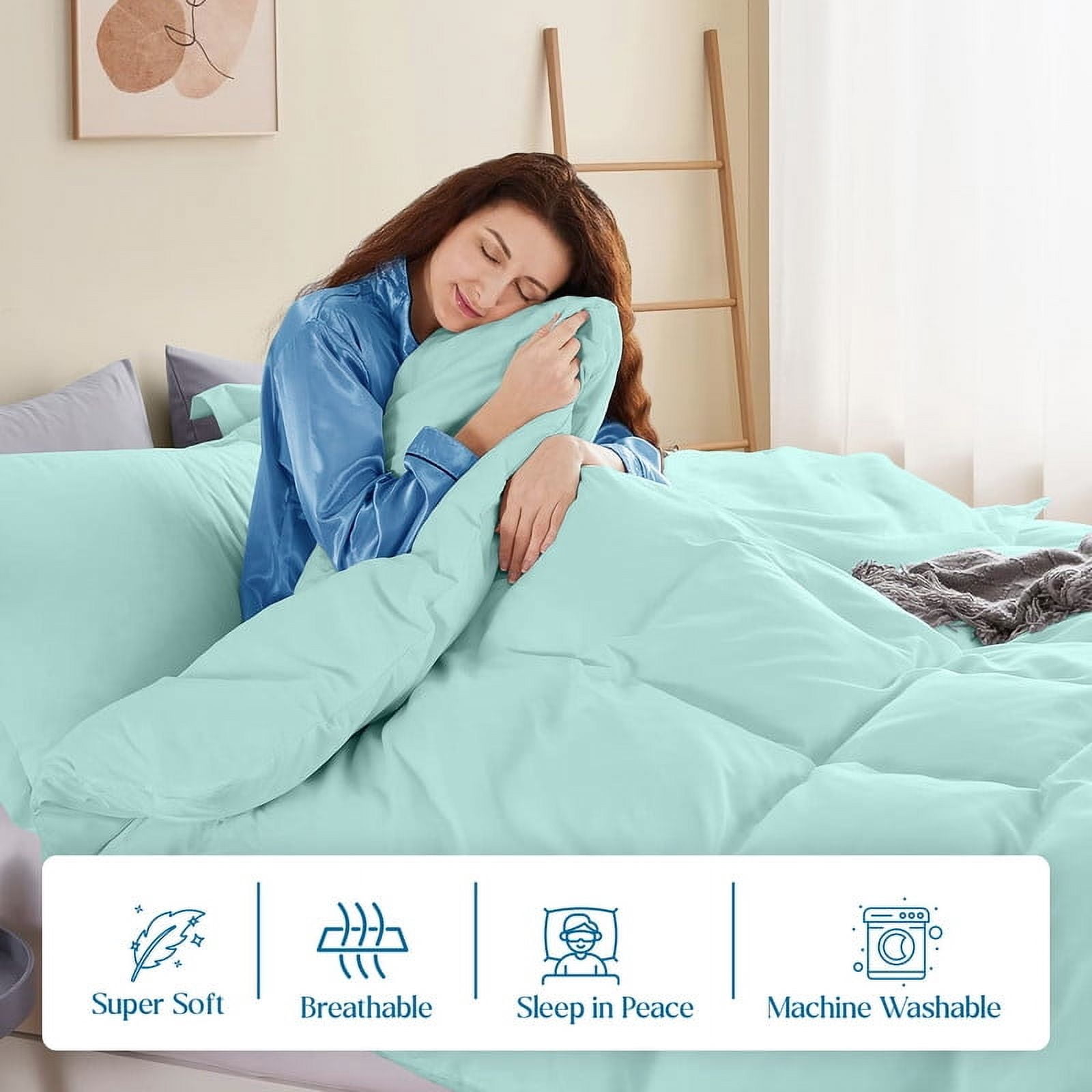 600 Thread Count 100% Egyptian Cotton 1 Piece Duvet Cover with Zipper Closure & Corner Queen/Full 1 Pc Duvet Cover Color Aqua Blue Solid
