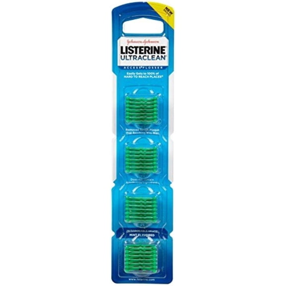 Listerine Ultraclean Access Flosser Refill Heads, Mint, 28 Disposable Heads Per Package (5 Pack)